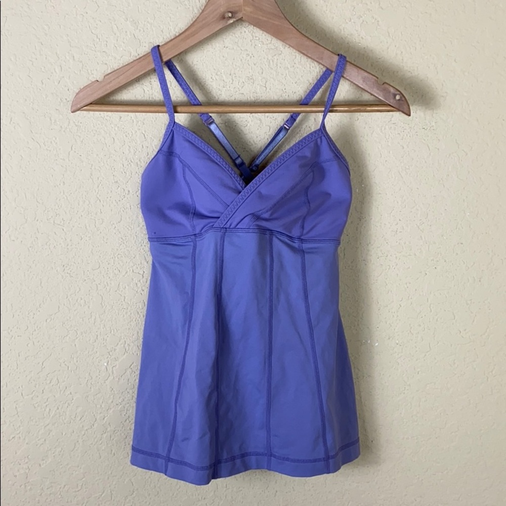 Lululemon purple cross back built in bra tank 4